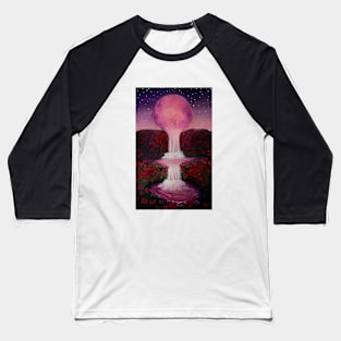 Flower forrest, pretty pink moon waterfall Baseball T-Shirt